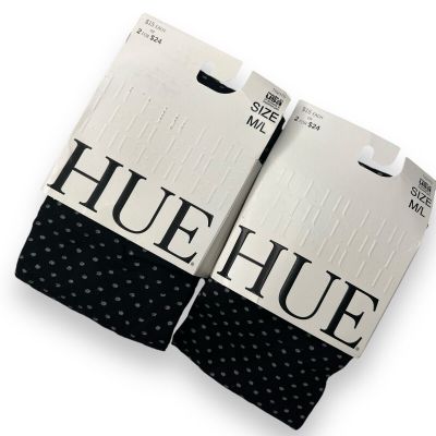 Hue Small Dotted Tights Size M/ L Black 2 Pair